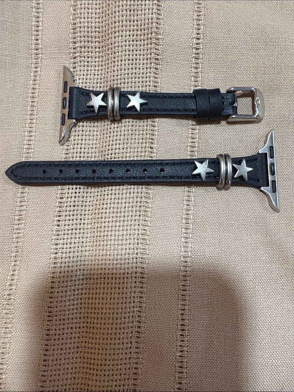 Black Star Accent Leather Apple Watch Band - Men Accessories